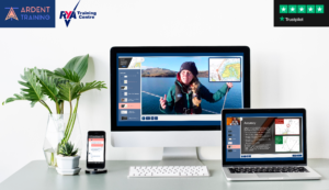 An interactive and immersive online RYA Day Skipper course shown on mobile devices.